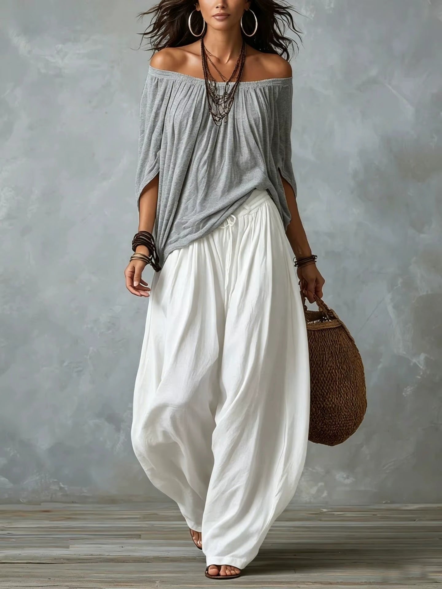 Fiora - Completo Elegante con Top Morbido e Pantaloni Ampi