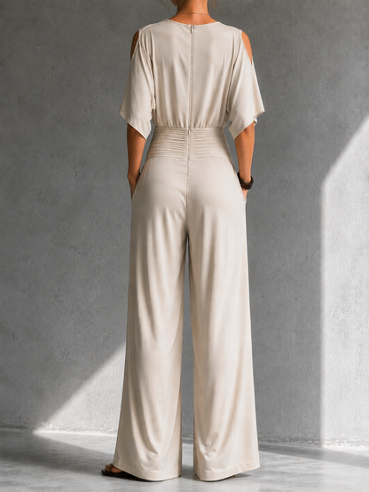 Aline | Elegante tuta a gamba larga con effetto incrociato