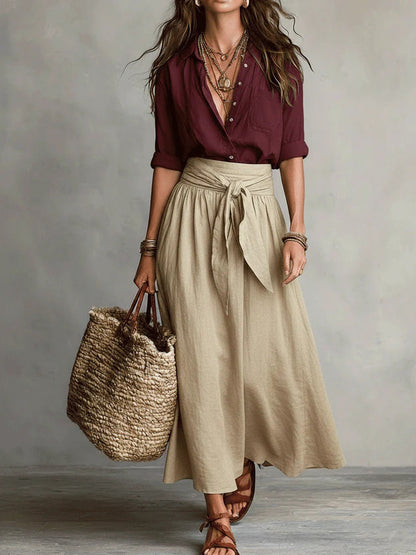 River | Elegante completo midi a due pezzi
