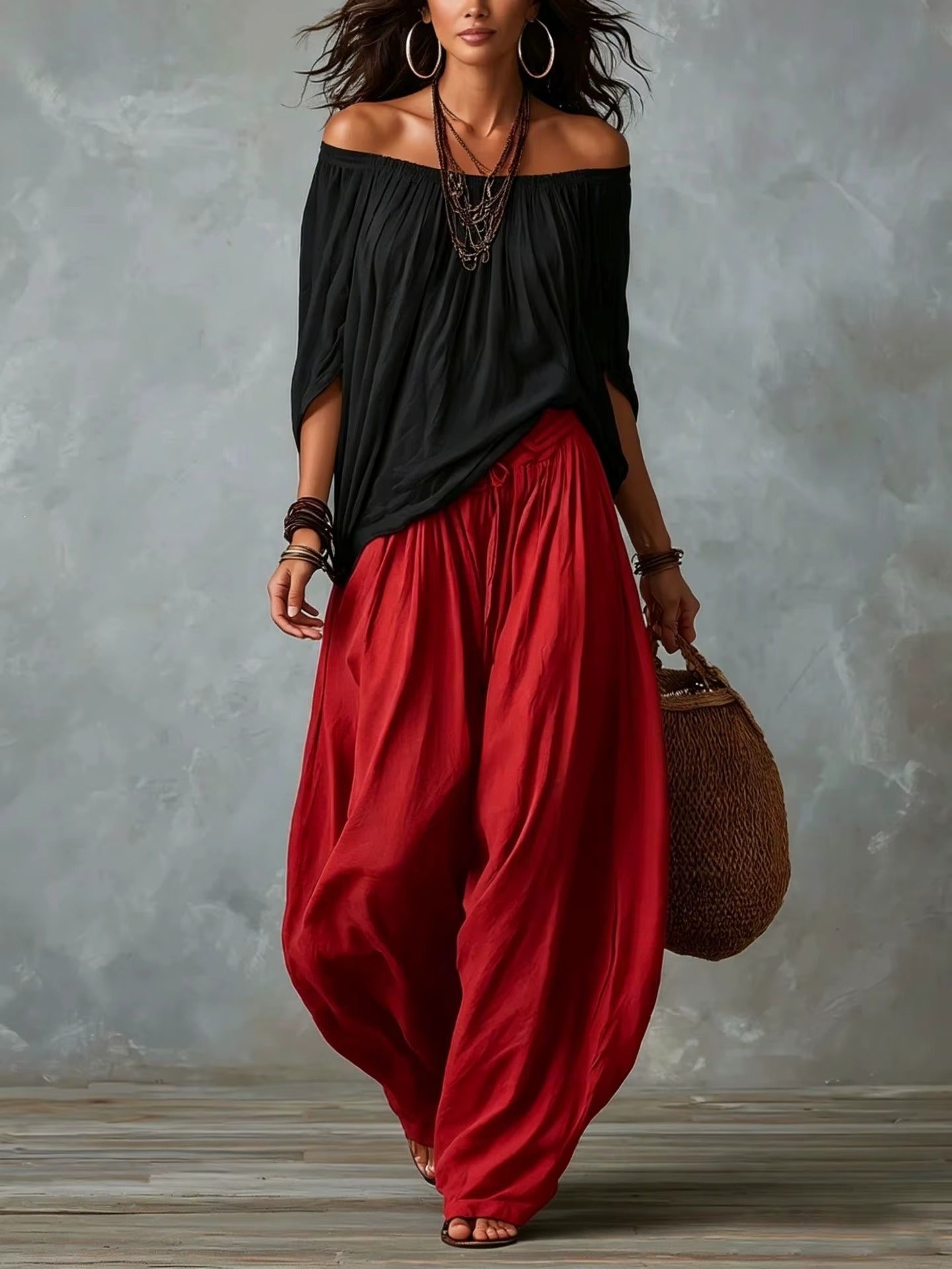 Fiora - Completo Elegante con Top Morbido e Pantaloni Ampi